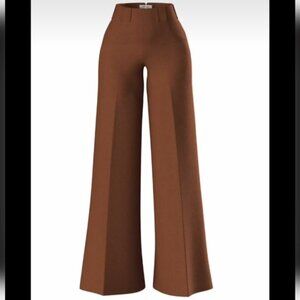 Hanifa Jade Cocoa Flare Leg Linen Pants Size L